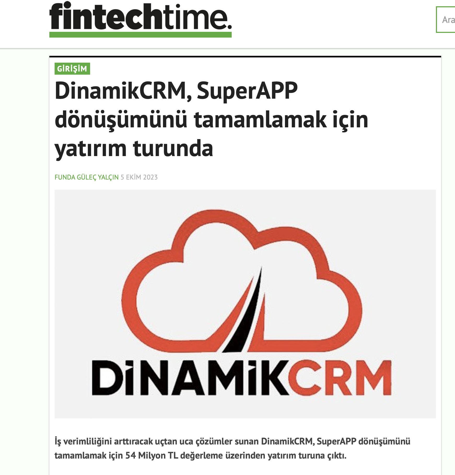 DinamikCRM, SuperAPP dönüşümünü tamamlamak için yatırım turunda