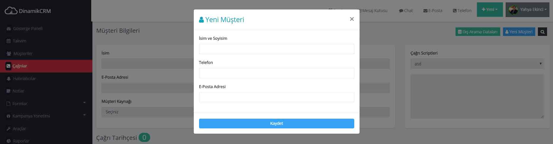 Çağrı Merkezi Yeni Müşteri Kayıt